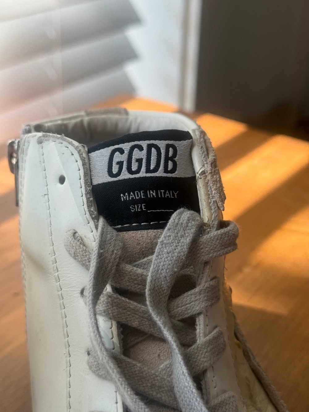 Golden Goose High Top Slide Women 38 Ivory Ecru Leather Distressed Suede GGDB - Picture 3 of 15